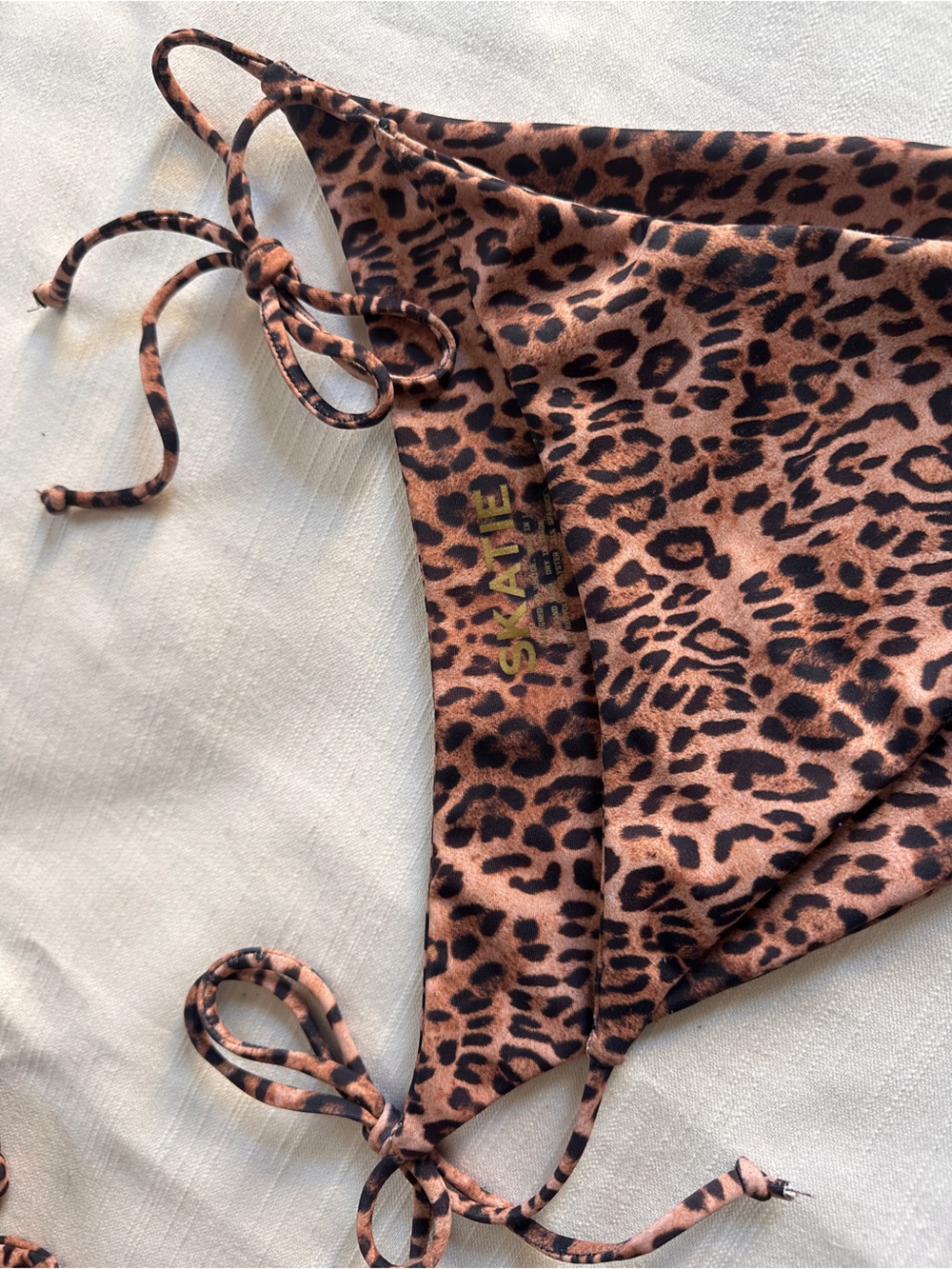 SKATIE Leopard Print Tie-Adjustable Bikini Top L - Bottom M  NWOT - Picture 10 of 13